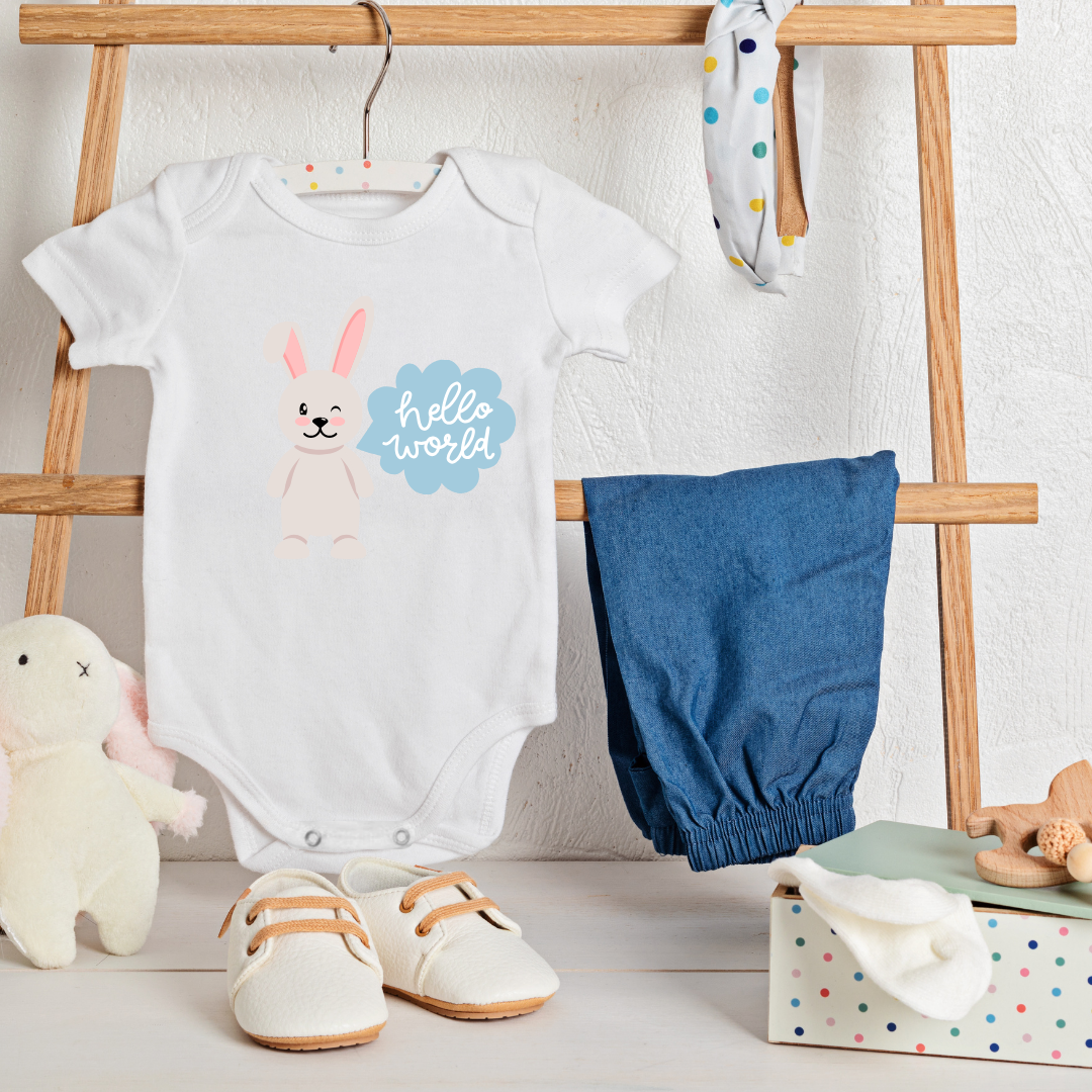 Baby Onesie Romper "Hello World - Bunny" - TinyPrints