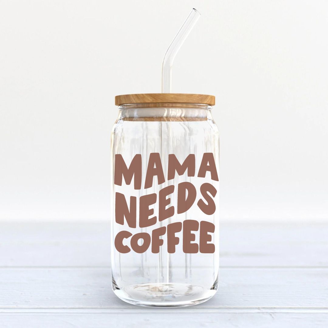 Soda Glass Can "Mama Needs Coffee" - TinyPrints