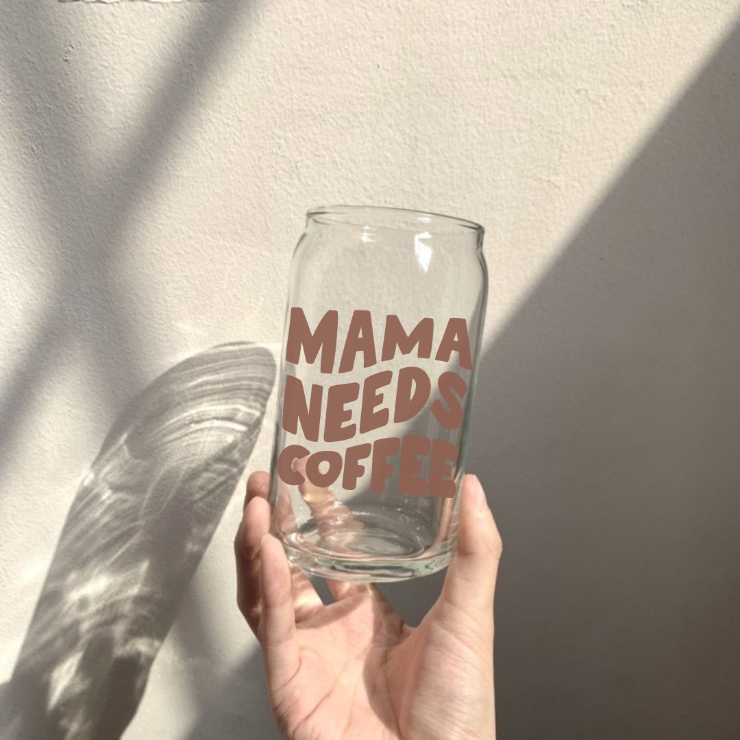 Soda Glass Can "Mama Needs Coffee" - TinyPrints