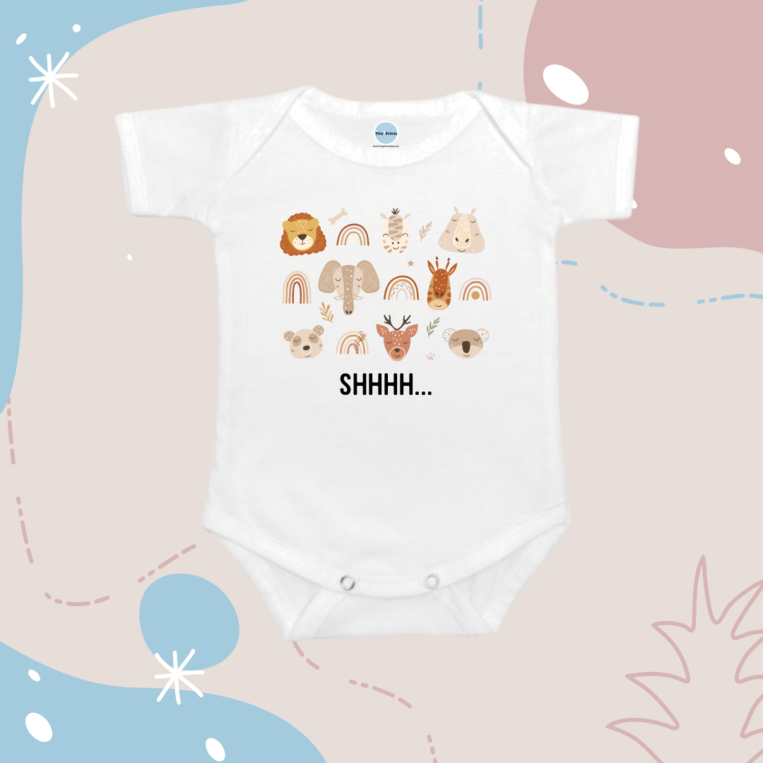 Baby Onesie Romper "Shhh - Sleeping Animals" - TinyPrints