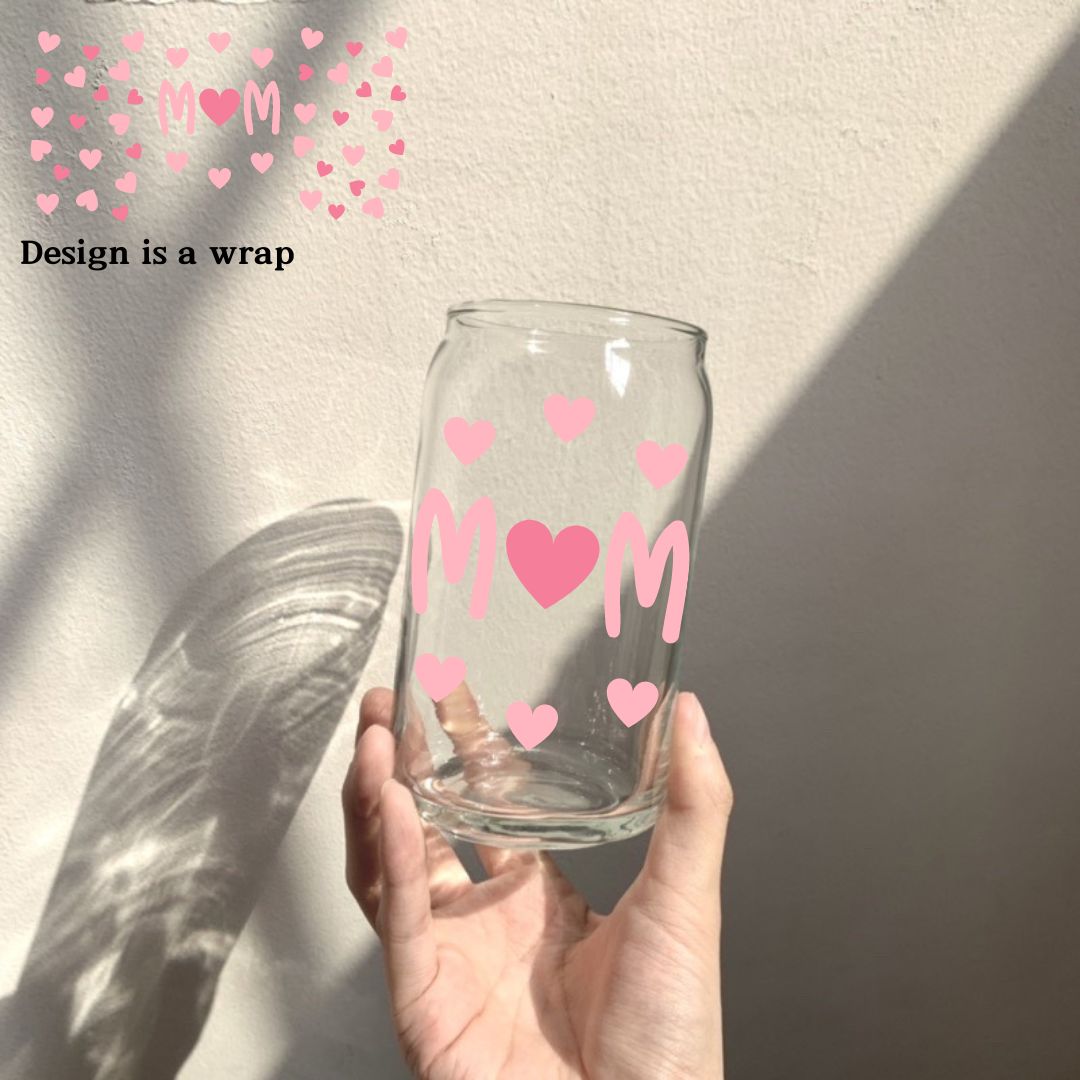 Soda Glass Can "I love Mom" Heart Wrap - TinyPrints