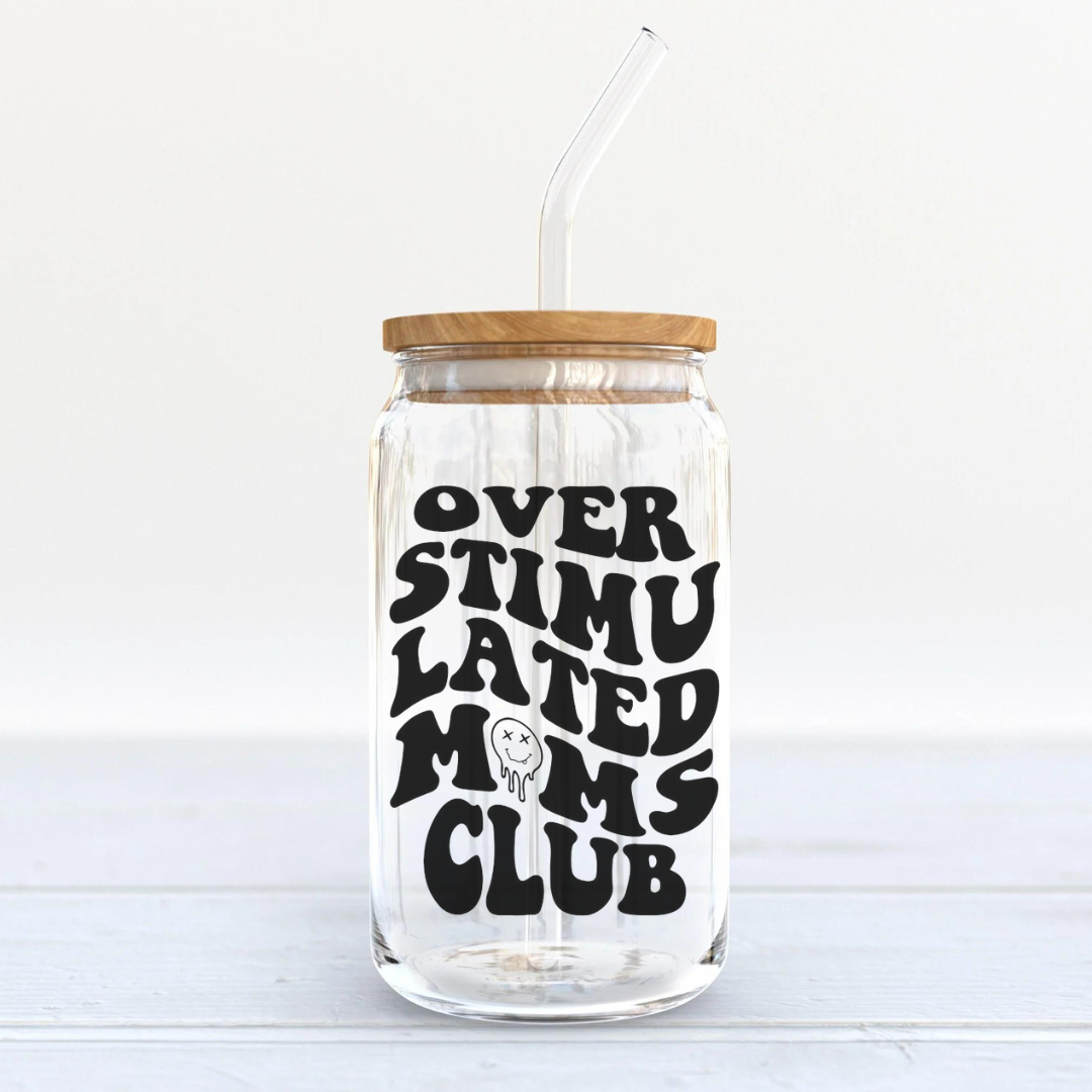 Soda Glass Can "Overstimulated Moms Club" - TinyPrints