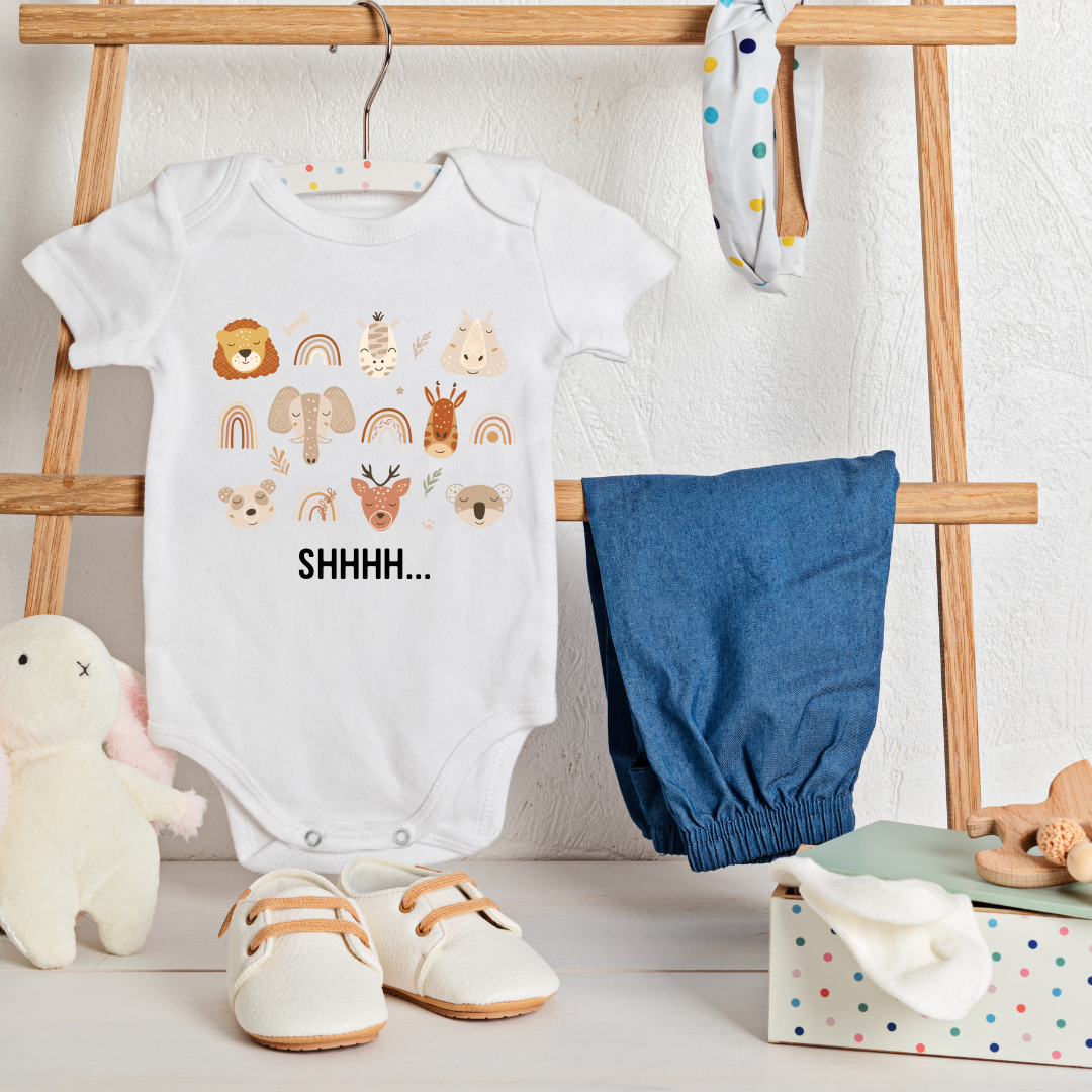 Baby Onesie Romper "Shhh - Sleeping Animals" - TinyPrints