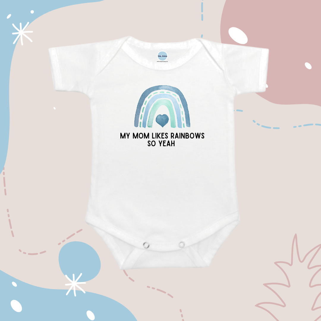 Baby Onesie Romper "My Mom Likes Rainbows - Blue" - TinyPrints