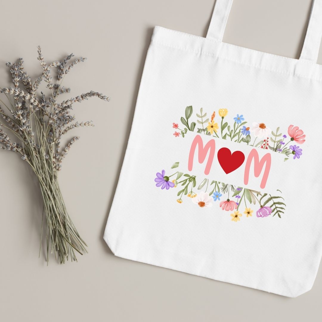 Canvas Tote Bag "Mom" Floral - TinyPrints