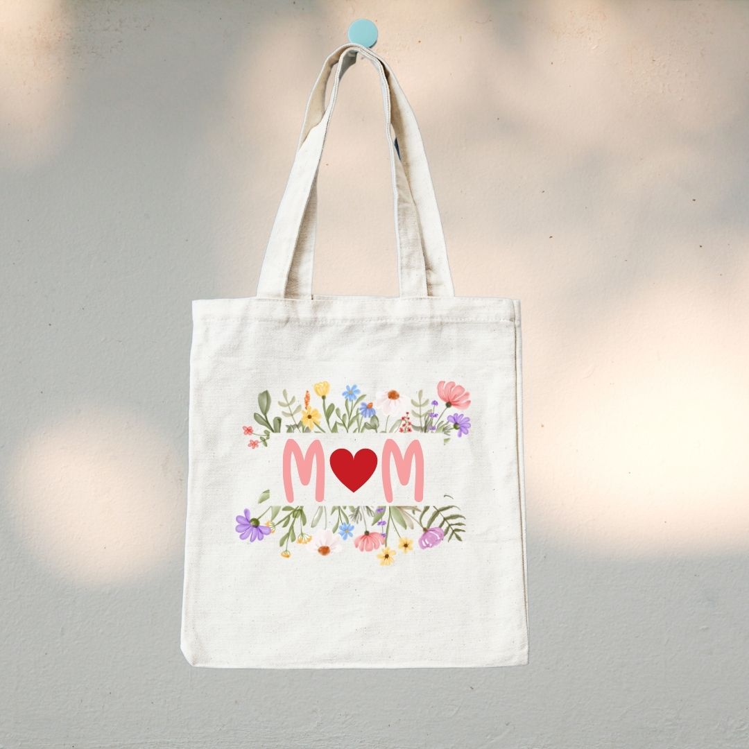 Canvas Tote Bag "Mom" Floral - TinyPrints