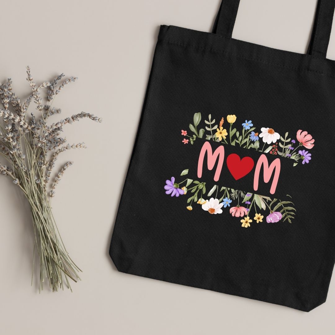 Canvas Tote Bag "Mom" Floral - TinyPrints