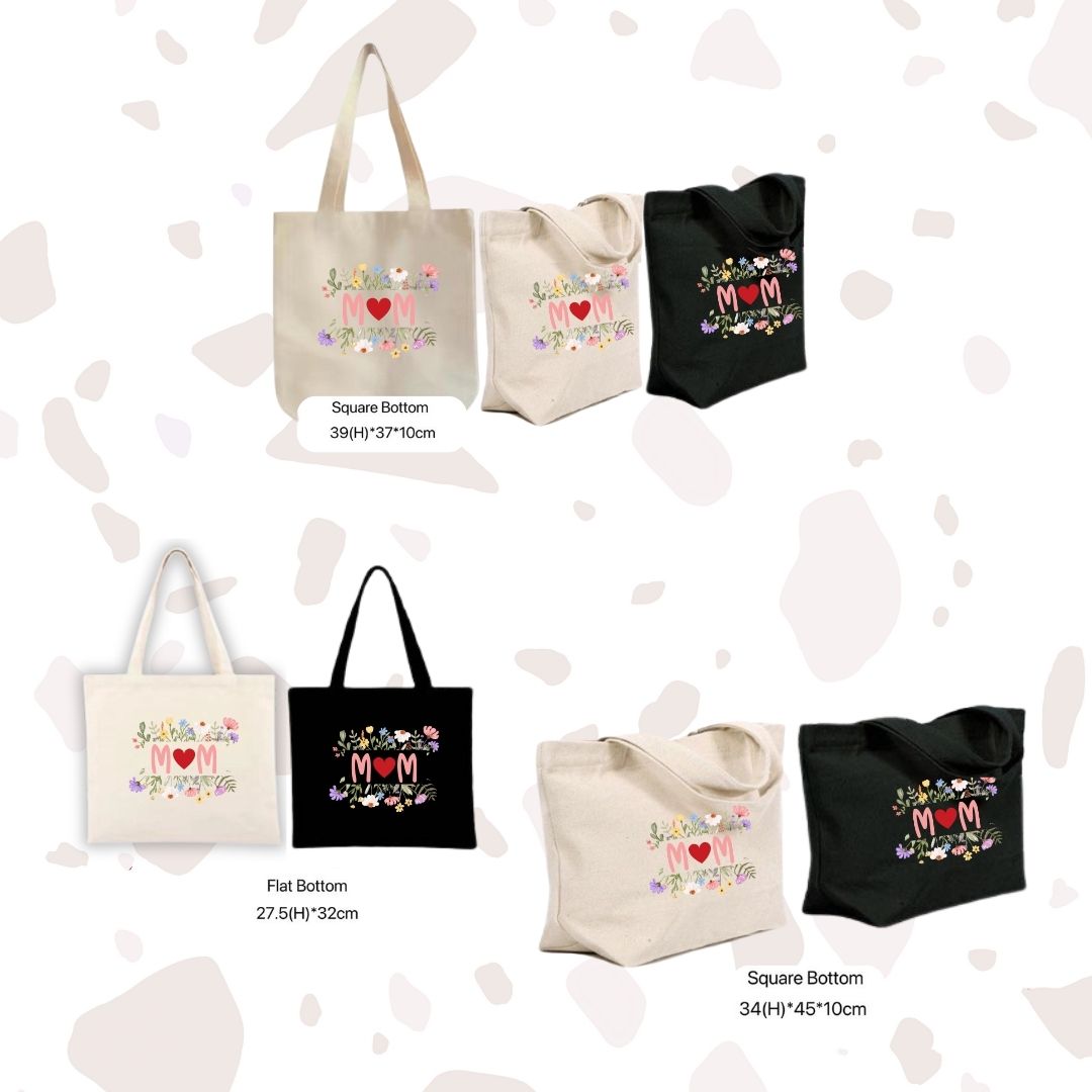 Canvas Tote Bag "Mom" Floral - TinyPrints