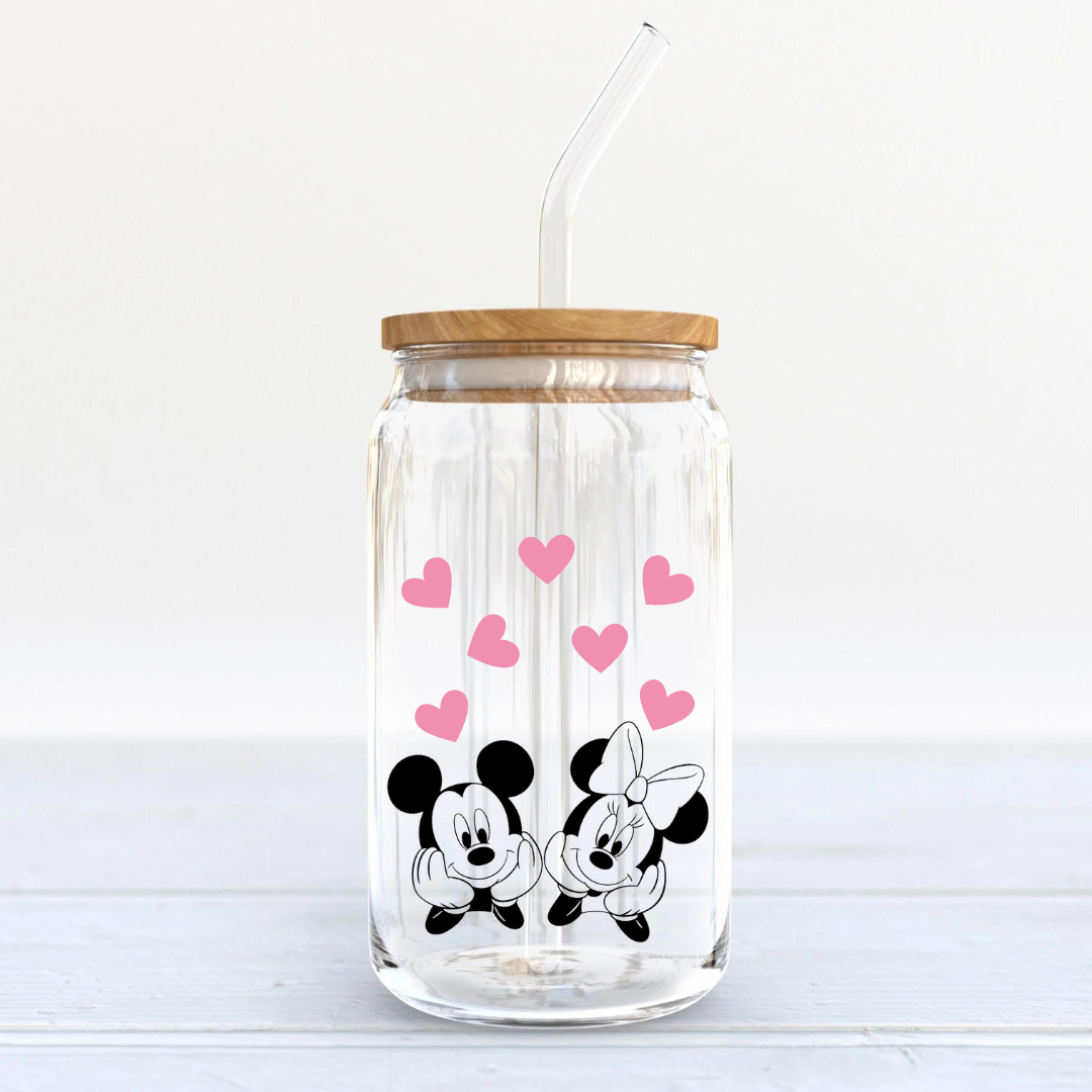 Soda Glass Can "Minnie and Mickey Mouse" with Mini Hearts - TinyPrints