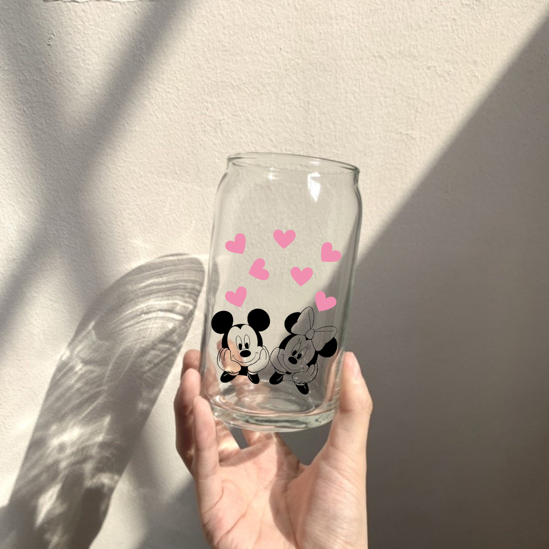 Soda Glass Can "Minnie and Mickey Mouse" with Mini Hearts - TinyPrints