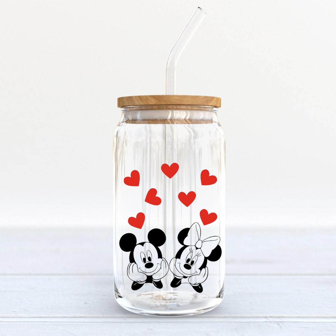 Soda Glass Can "Minnie and Mickey Mouse" with Mini Hearts - TinyPrints