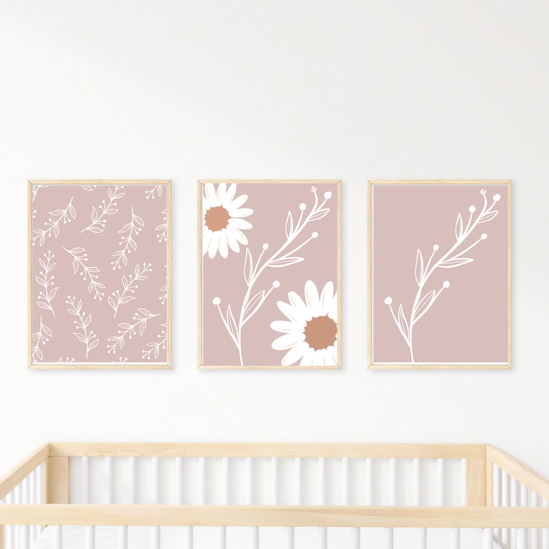 Nursery Wall Art "Daisies" Set (3pcs) - TinyPrints