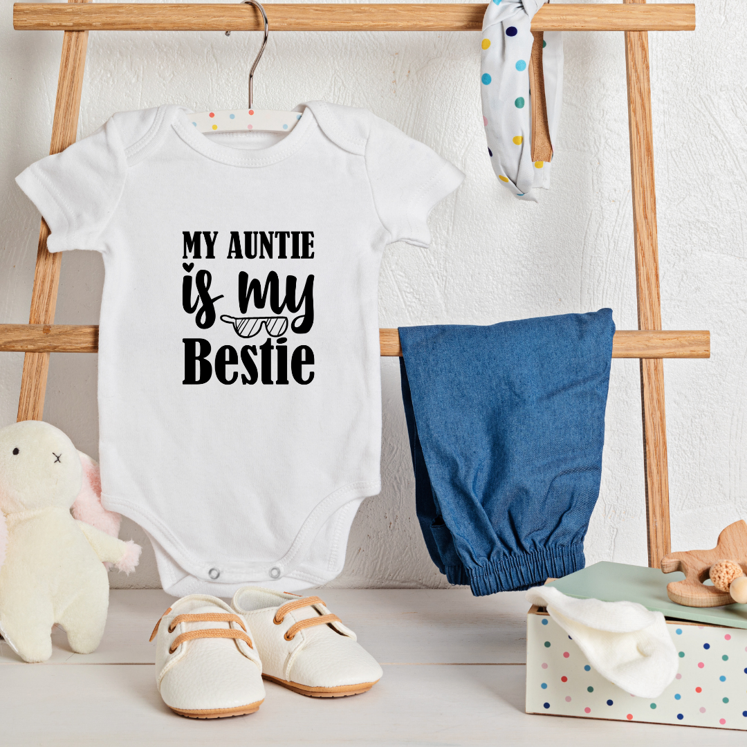 Baby Onesie Romper "My Auntie is my Bestie" - TinyPrints