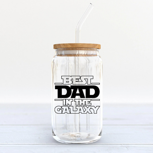 Soda Glass Can "Best Dad In The Galaxy" - TinyPrints