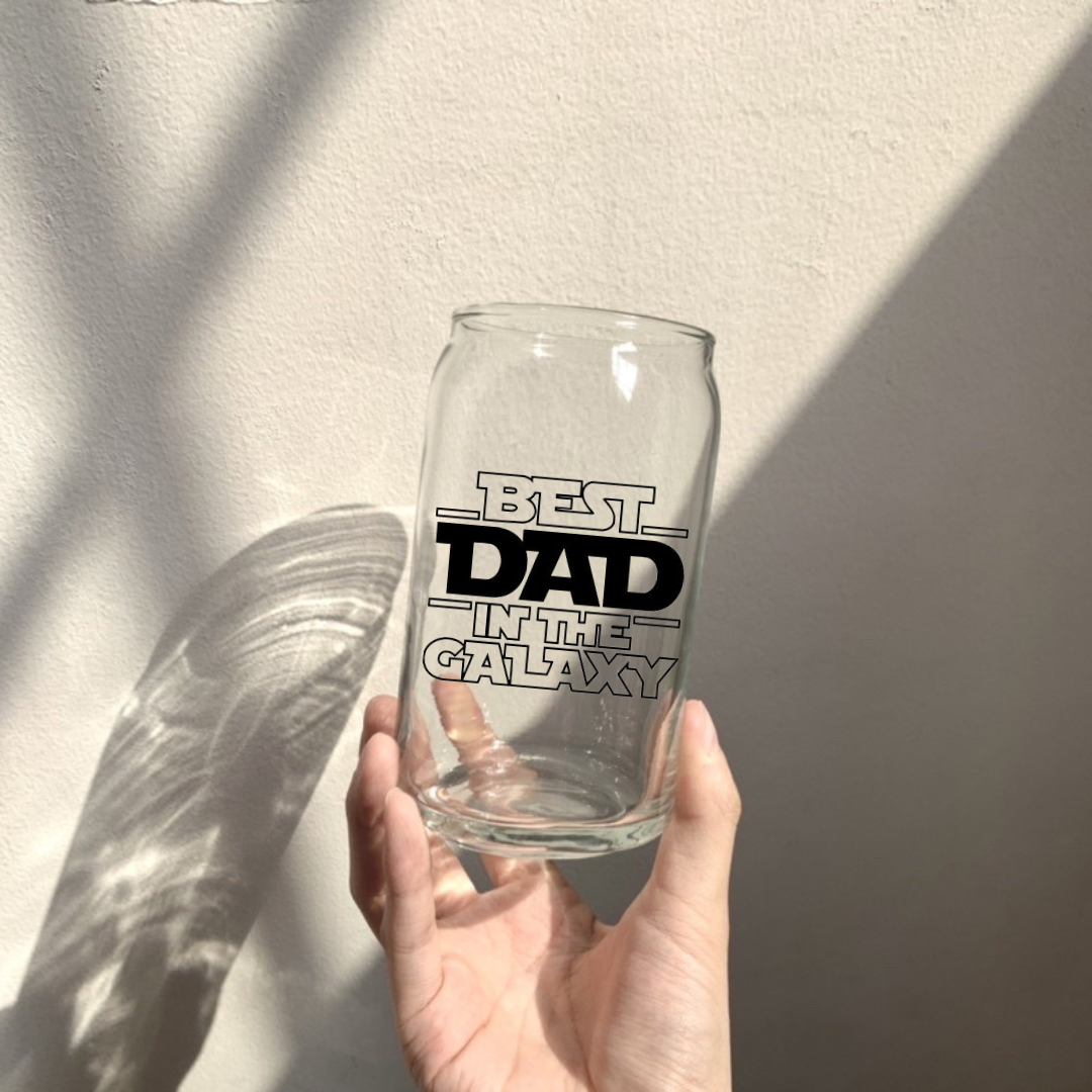 Soda Glass Can "Best Dad In The Galaxy" - TinyPrints