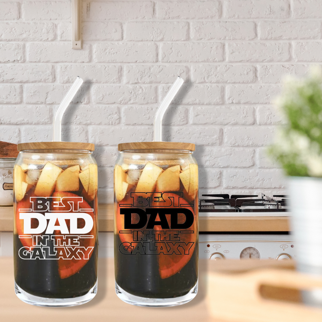 Soda Glass Can "Best Dad In The Galaxy" - TinyPrints