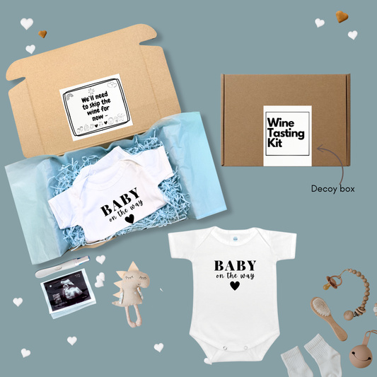 Baby Announcement Onesies with Surprise Decoy Gift Box