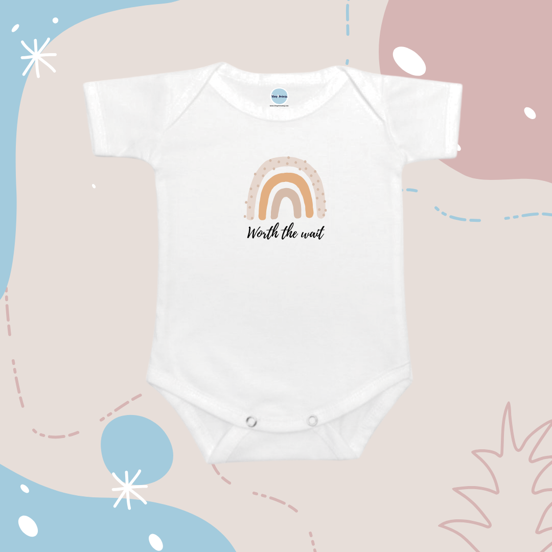 Baby Onesie Romper "Worth the Wait" Rainbow - TinyPrints