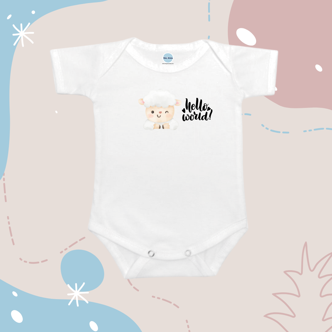 Baby Onesie Romper "Hello World" Sheep - TinyPrints