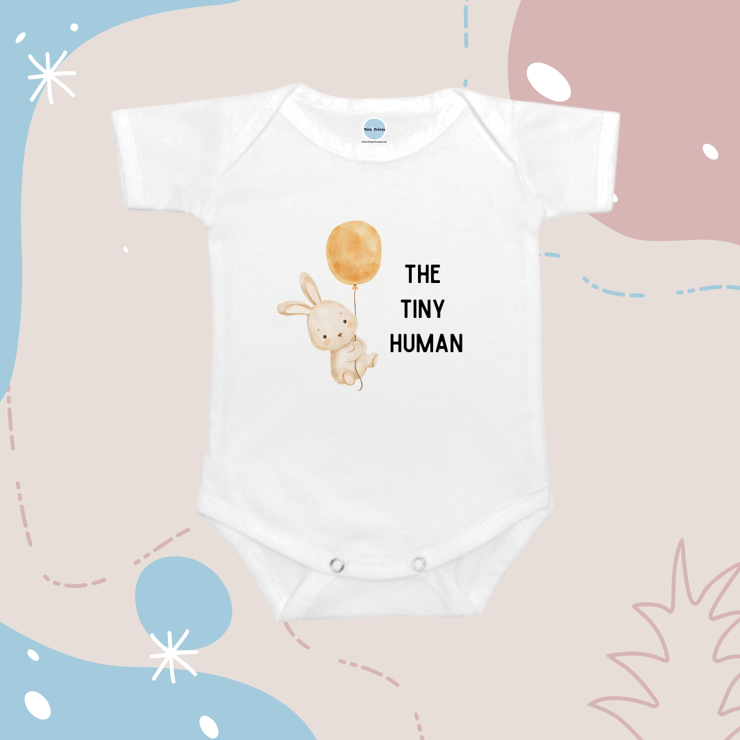 Baby Onesie Romper "The Tiny Human" Bunny - TinyPrints