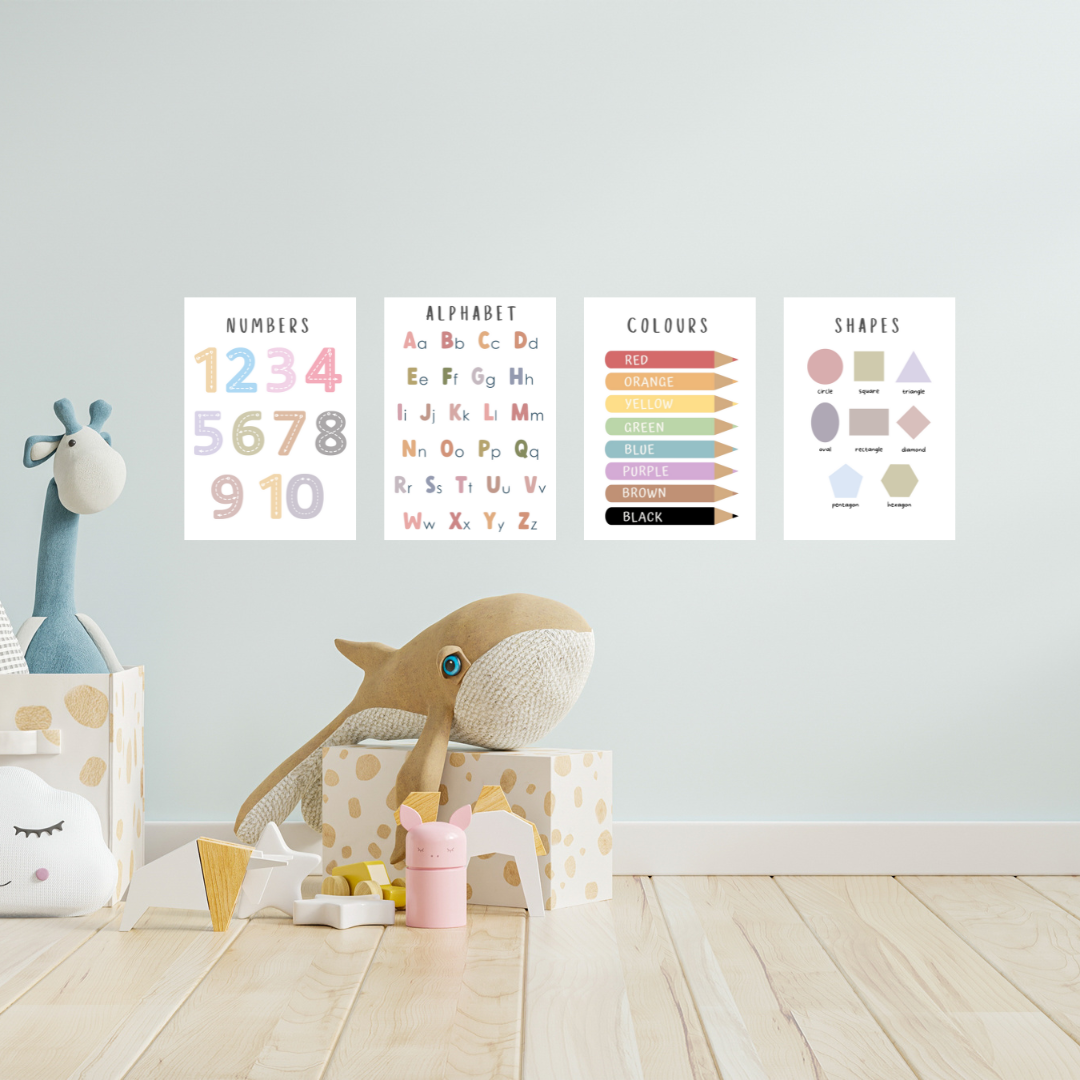 Educational Nursery Wall Art Set (4pcs) - TinyPrints