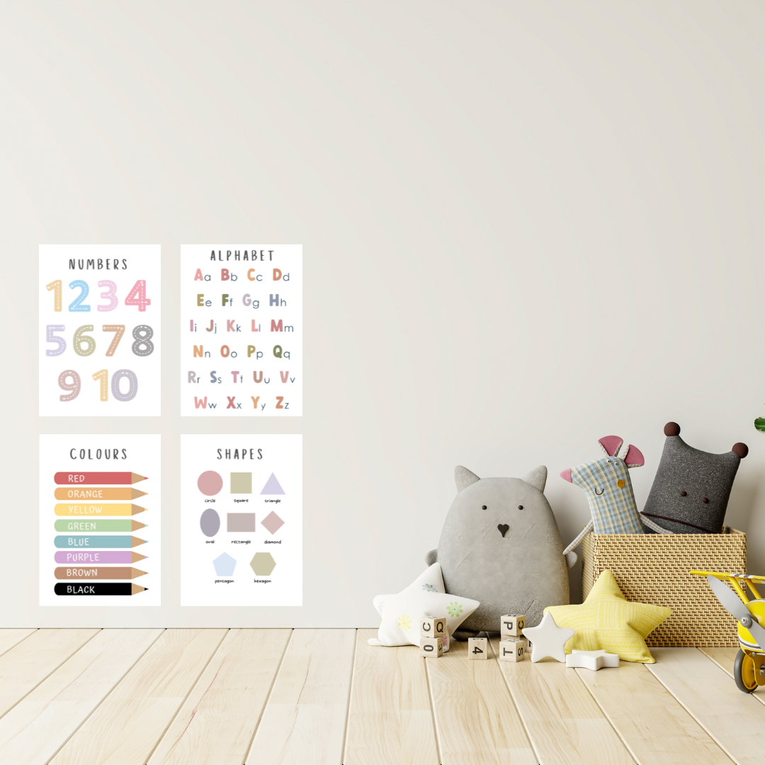 Educational Nursery Wall Art Set (4pcs) - TinyPrints