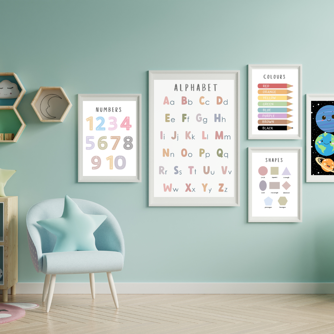 Educational Nursery Wall Art Set (4pcs) - TinyPrints