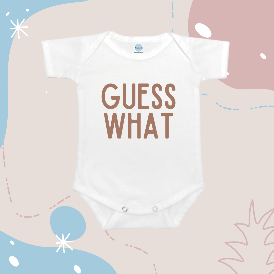 Baby Onesie Romper "Guess What" Pregnancy Announcement - TinyPrints