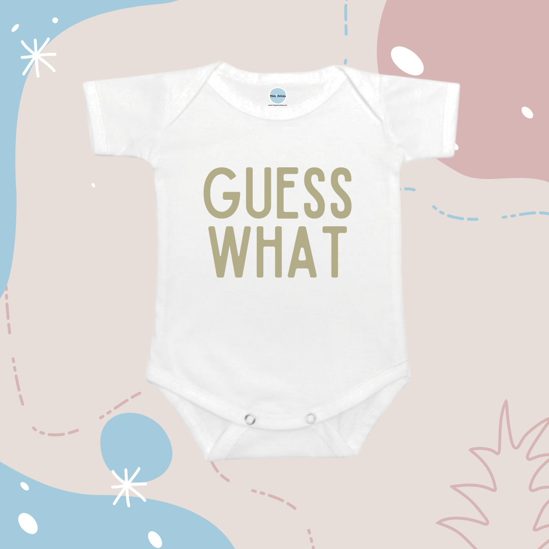 Baby Onesie Romper "Guess What" Pregnancy Announcement - TinyPrints