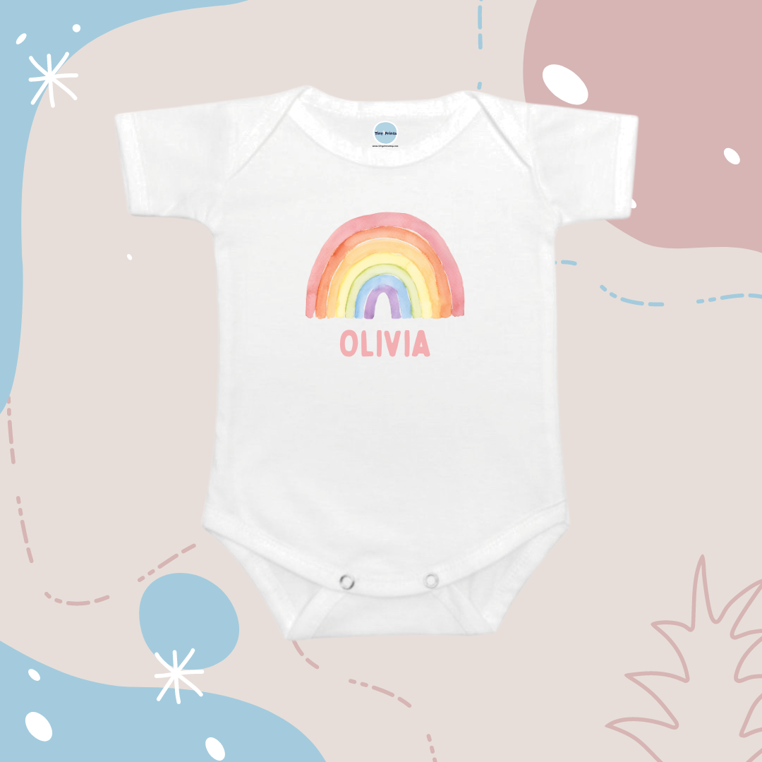 Baby Onesie Romper "Rainbow" with Name Personalisation - TinyPrints