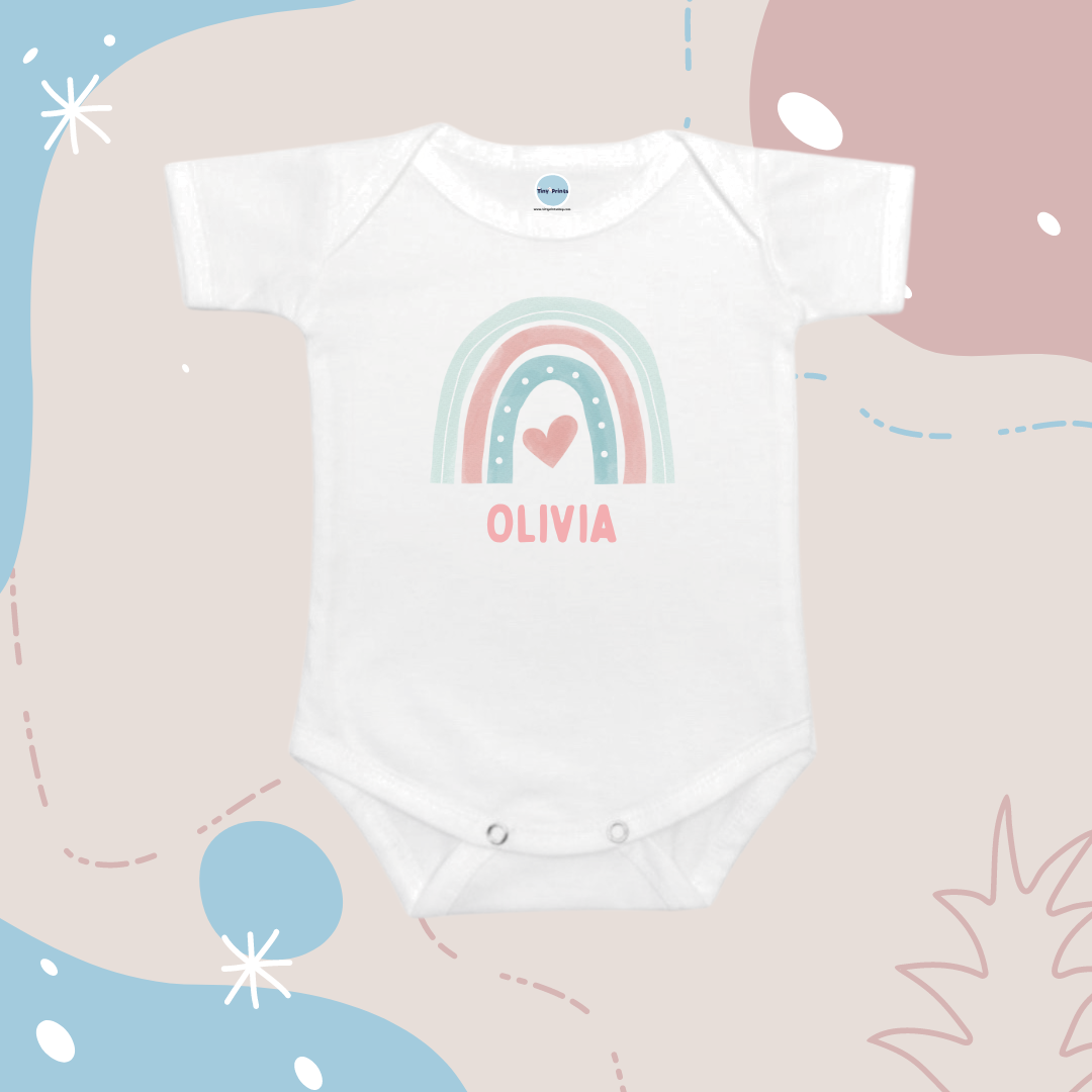 Baby Onesie Romper "Rainbow" with Name Personalisation - TinyPrints