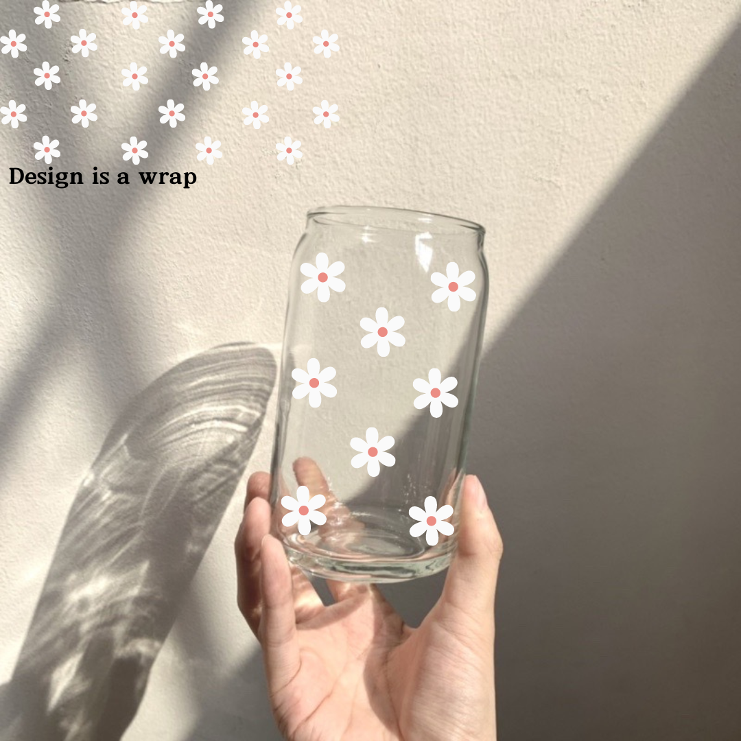 Personalised Soda Glass Can Daisy Flowers - TinyPrints