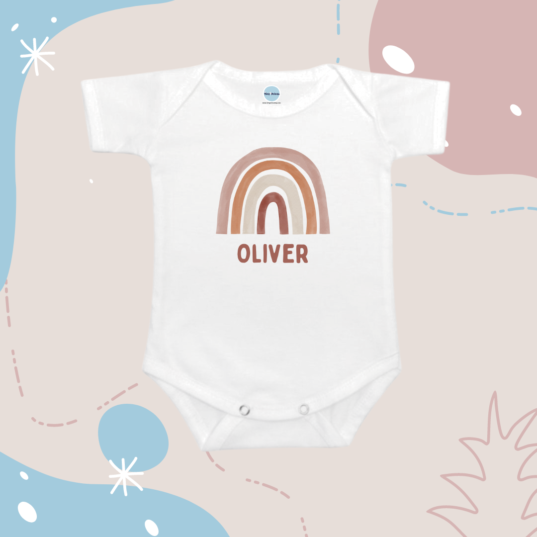 Baby Onesie Romper "Rainbow" with Name Personalisation - TinyPrints