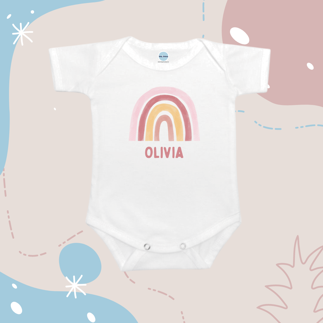 Baby Onesie Romper "Rainbow" with Name Personalisation - TinyPrints