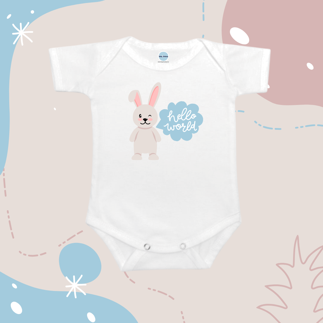 Baby Onesie Romper "Hello World - Bunny" - TinyPrints