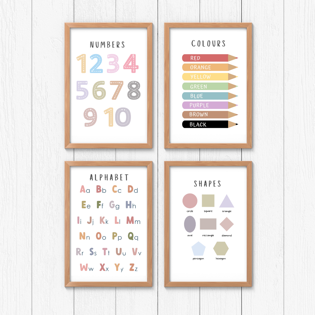 Educational Nursery Wall Art Set (4pcs) - TinyPrints