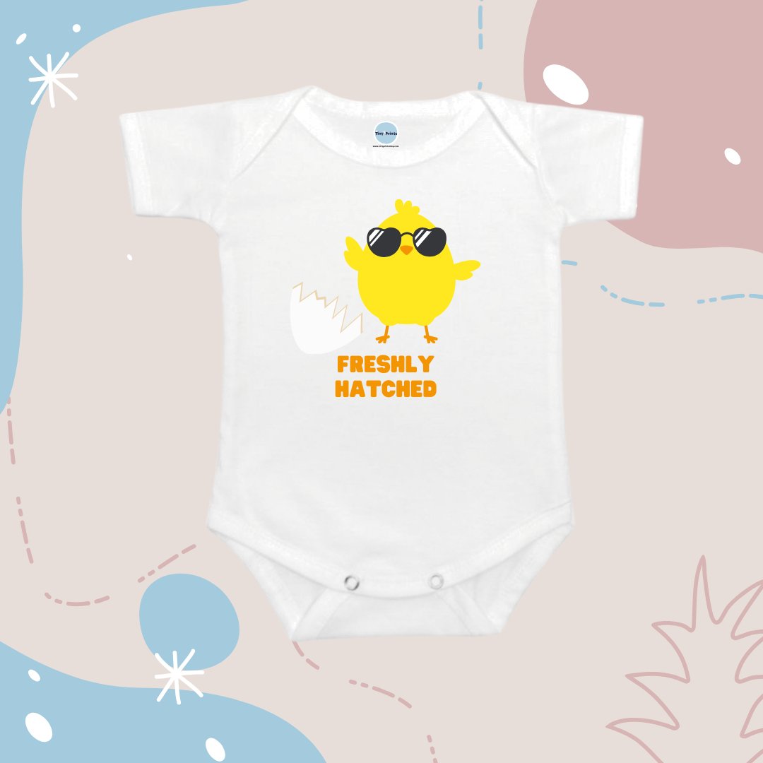 Baby Onesie Romper "Freshly Hatched" Chick - TinyPrintsTinyPrints